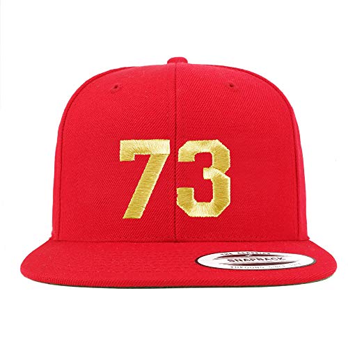 Trendy Apparel Shop Number 73 Gold Thread Flat Bill Snapback Baseball Cap
