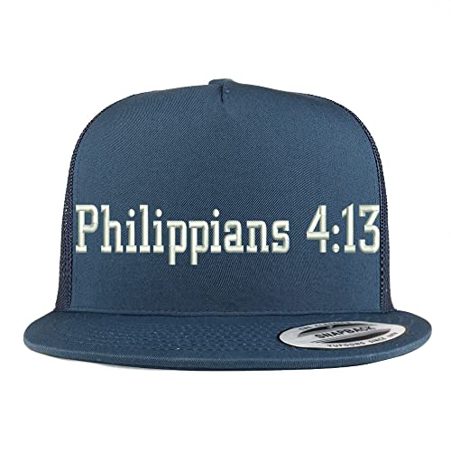 Trendy Apparel Shop Philippians 4:13 5 Panel Flatbill Trucker Cap