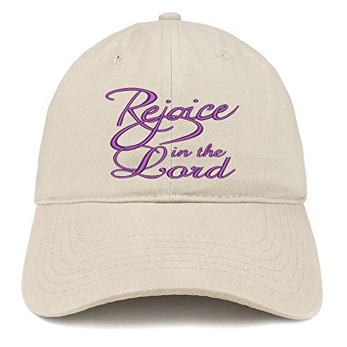 Trendy Apparel Shop Rejoice in The Lord Embroidered Soft Crown 100% Brushed Cotton Cap