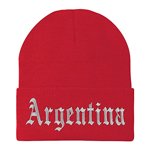 Trendy Apparel Shop Argentina Old English Embroidered Long Cuff Beanie
