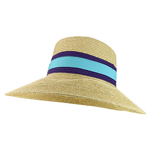 Trendy Apparel Shop UPF 50+ Two Tone Ribbon Hat Band Wide Brim Sun Hat