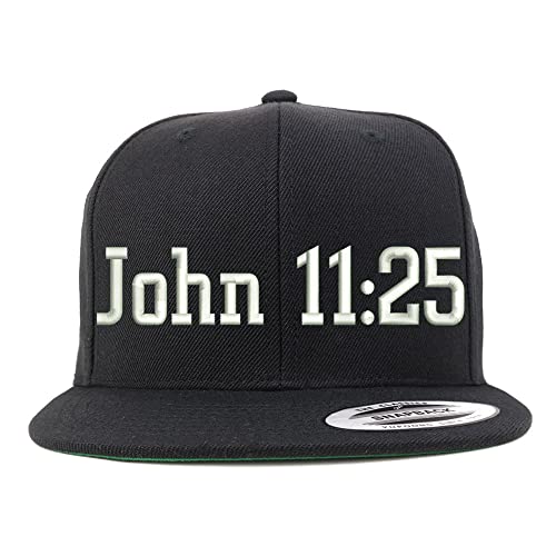 Trendy Apparel Shop John 11:25 Embroidered Flatbill Snapback
