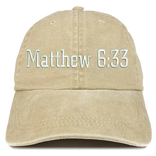 Trendy Apparel Shop Matthew 6:33 Washed Pigment Dyed Baseball Cap