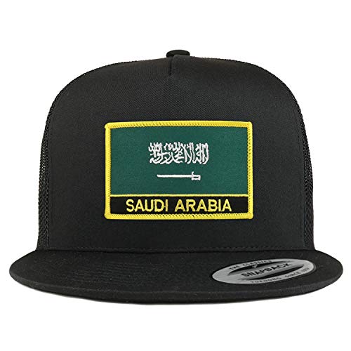 Trendy Apparel Shop Flexfit XXL Saudi Arabia Flag 5 Panel Flatbill Trucker Mesh Snapback Cap