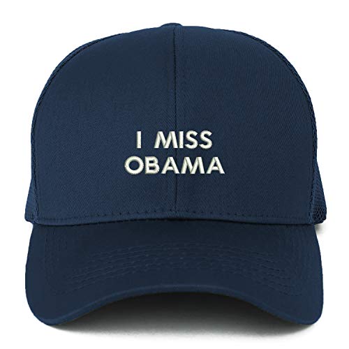 Trendy Apparel Shop XXL I Miss Obama Embroidered Structured Trucker Mesh Cap