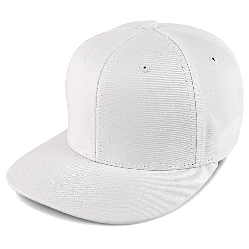 Trendy Apparel Shop 100% Cotton Plain Structured 6 Panels Flatbill Snapback Baseball Cap