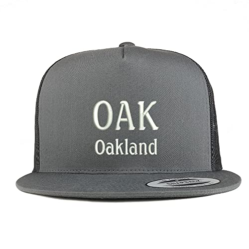 Trendy Apparel Shop Oak Oakland Embroidered 5 Panel Flatbill Trucker Cap