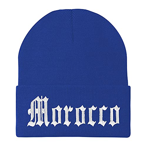 Trendy Apparel Shop Morocco State Old English Embroidered Long Cuff Beanie