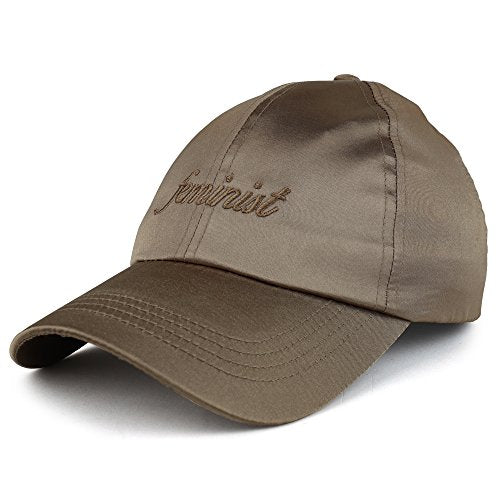 Trendy Apparel Shop Women's Feminist Embroidered Satin Structured Adjustable Baseball Cap