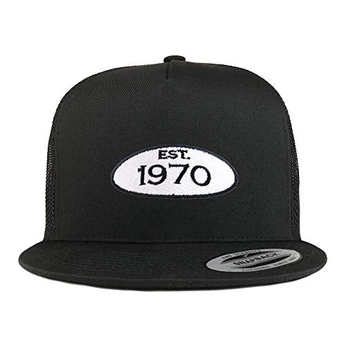 Trendy Apparel Shop Established 1970 Patch 50th Birthday 5 Panel Mesh Back Cap