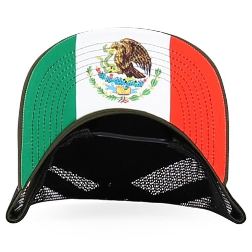 Trendy Apparel Shop 5 Panel Structured Trucker Cap with Mexico Flag Design Undervisor