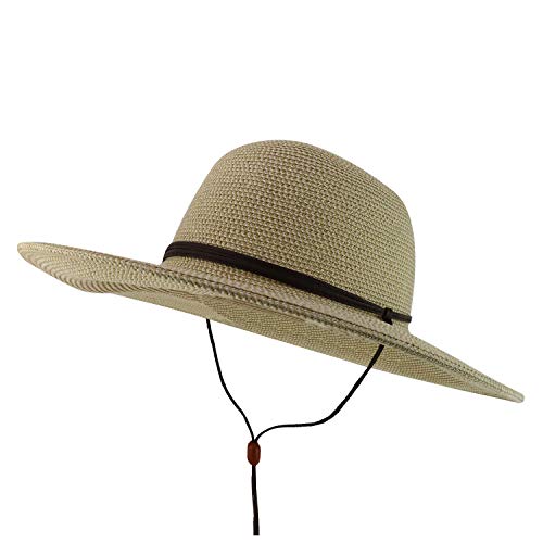 Trendy Apparel Shop UPF 50+ Paper Braid Tweed 4" Brim Sun Hat with Chin Cord
