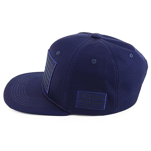 Trendy Apparel Shop Oversized USA Flag Embroidered Structured Flatbill Snapback Cap