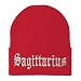 Trendy Apparel Shop Sagittarius Old English Embroidered Long Cuff Beanie