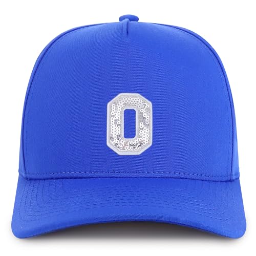 Trendy Apparel Shop Letter O Sequin Patch 5 Panel Cotton Baseball Cap