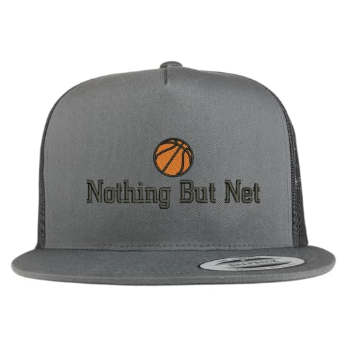 Trendy Apparel Shop Nothing But Net Embroidered 5 Panel Flatbill Trucker Mesh Cap
