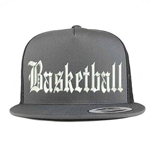 Trendy Apparel Shop Old English Basketball 5 Panel Flatbill Trucker Cap