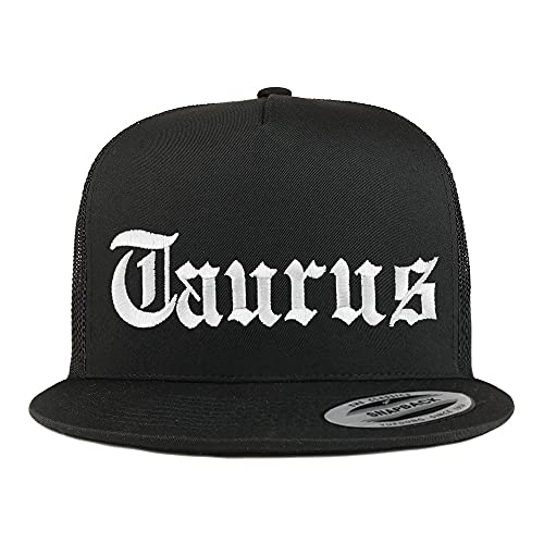 Trendy Apparel Shop Taurus Old English 5 Panel Flatbill Trucker Cap