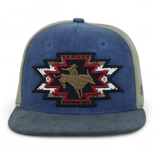 Trendy Apparel Shop Rodeo Design Embroidered Washed Cotton Flat Bill Snapback Cap