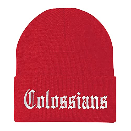Trendy Apparel Shop Colossians Old English Embroidered Long Cuff Beanie