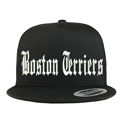Trendy Apparel Shop Old English Boston Terriers 5 Panel Flatbill Trucker Cap