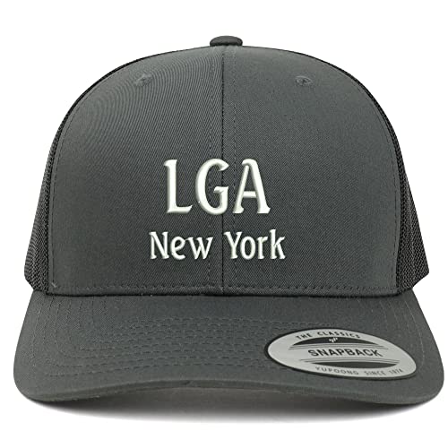 Trendy Apparel Shop LGA New York Embroidered Retro Fit Trucker Mesh Cap