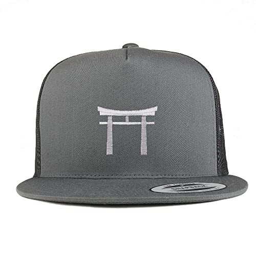 Trendy Apparel Shop Shinto Embroidered 5 Panel Flatbill Trucker Cap