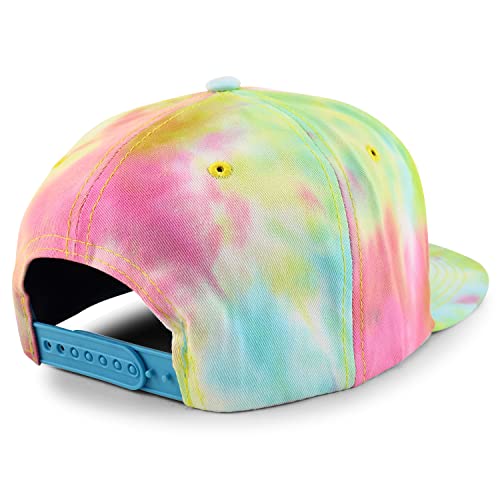 Trendy Apparel Shop Plain 100% Cotton Tie Dyed Pattern Flatbill Snapback Baseball Cap