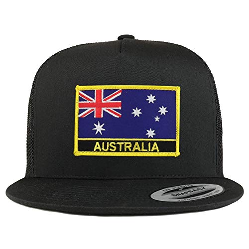 Trendy Apparel Shop Flexfit XXL Australia Flag 5 Panel Flatbill Trucker Mesh Snapback Cap