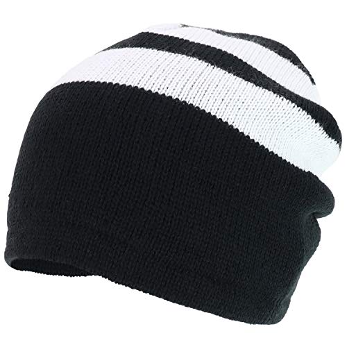 Trendy Apparel Shop Fleece Lined Striped Winter Short Beanie Cap