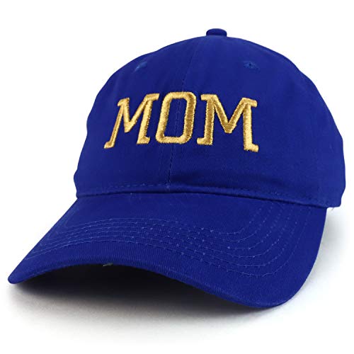 Trendy Apparel Shop MOM Capital Gold Thread Embroidered Soft Crown 100% Brushed Cotton Cap