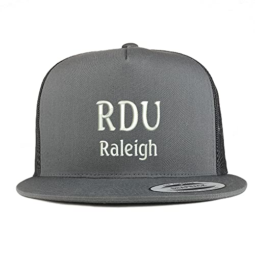 Trendy Apparel Shop RDU Raleigh Embroidered 5 Panel Flatbill Trucker Cap