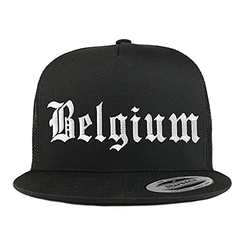 Trendy Apparel Shop Belgium Old English 5 Panel Flatbill Trucker Cap