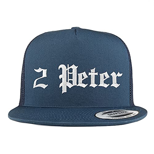 Trendy Apparel Shop 2 Peter Old English 5 Panel Flatbill Trucker Cap