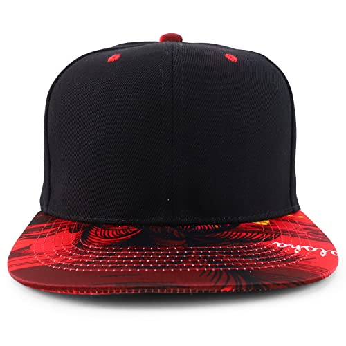 Trendy Apparel Shop Two Tone Tropical Flower Hibiscus Print Flat Bill Snapback