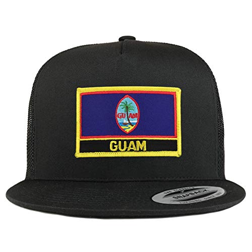 Trendy Apparel Shop Flexfit XXL Guam Flag 5 Panel Flatbill Trucker Mesh Snapback Cap
