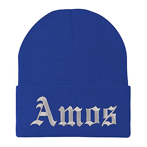 Trendy Apparel Shop Amos Old English Embroidered Long Cuff Beanie