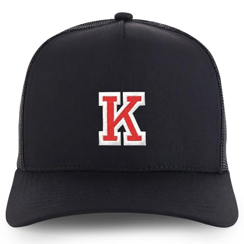 Trendy Apparel Shop Letter K Varsity Font 5 Panel Structured Trucker Cap