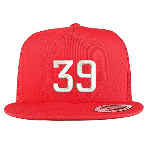Trendy Apparel Shop Number 39 Embroidered 5 Panel Flatbill Trucker Mesh Cap