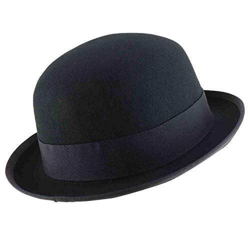 Trendy Apparel Shop Men's Wool Felt Upturn Brim Round Bowler Hat