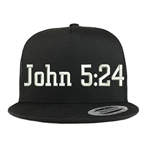 Trendy Apparel Shop John 5:24 5 Panel Flatbill Trucker Cap