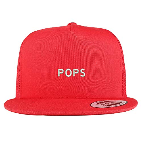 Trendy Apparel Shop Pops Embroidered 5 Panel Flatbill Trucker Mesh Snapback Cap