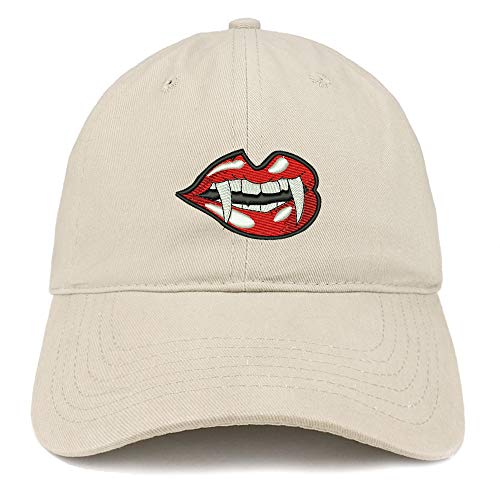 Trendy Apparel Shop Lady Vampire Lips Embroidered Brushed Cotton Cap