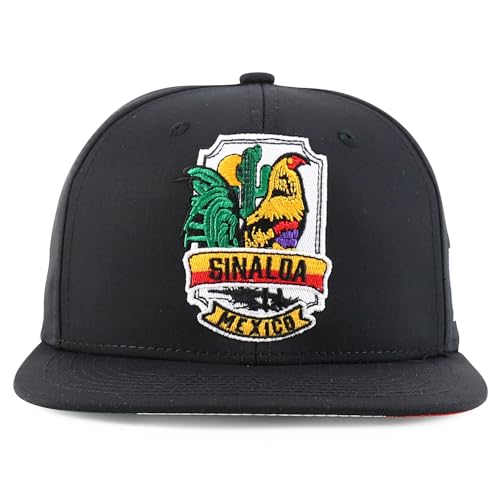 Trendy Apparel Shop Cities of Mexico with Rooster Embroidered Flatbill Snapback Cap