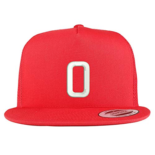 Trendy Apparel Shop Number 0 Embroidered 5 Panel Flatbill Trucker Mesh Cap