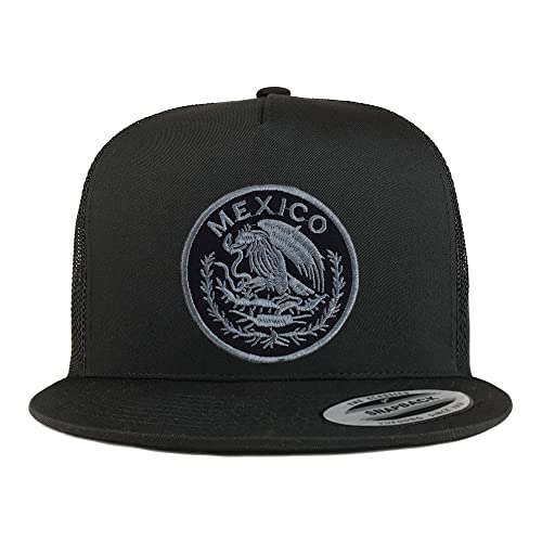 Trendy Apparel Shop Circular Mexico Patch 5 Panel Flatbill Trucker Cap