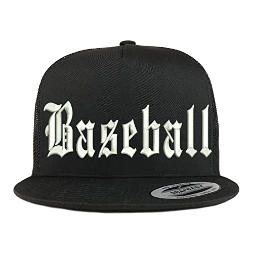 Trendy Apparel Shop Old English Baseball 5 Panel Flatbill Trucker Cap