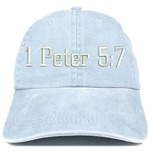 Trendy Apparel Shop 1 Peter 5:7 Washed Pigment Dyed Baseball Cap