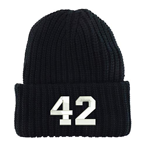 Trendy Apparel Shop Number 42 Collegiate Varsity Long Cuffed Ribbed Beanie