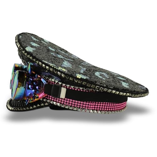 Trendy Apparel Shop Festival Party Sparkly Sequin Rhinestone Captain Hat